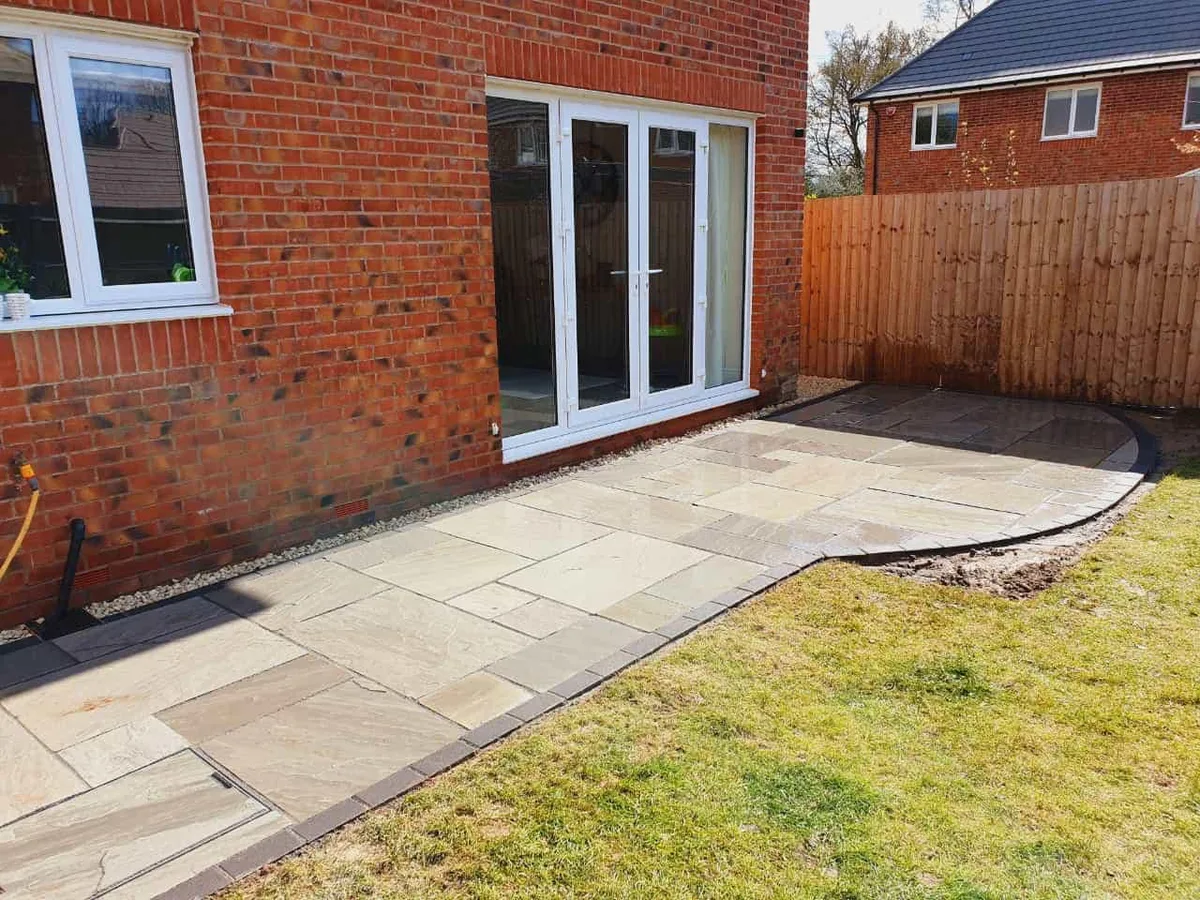 Indian sandstone patio on new build property - Manchester