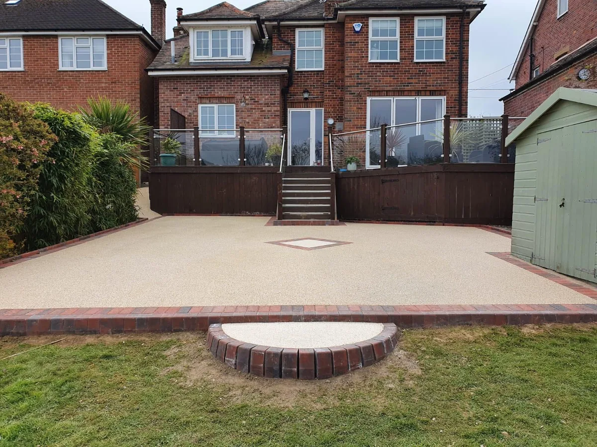 Resin patio with diamond feature inlay in Manchester